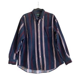 VINTAGE Hunters Club Multi Color Striped Corduroy Button Down Shirt. Size Large